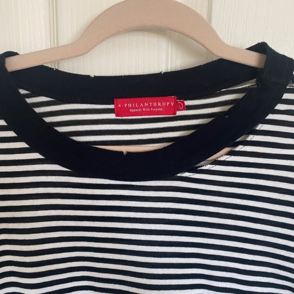 N. Philanthropy Distressed Stripe T-Shirt Dress - Picture 2 of 7